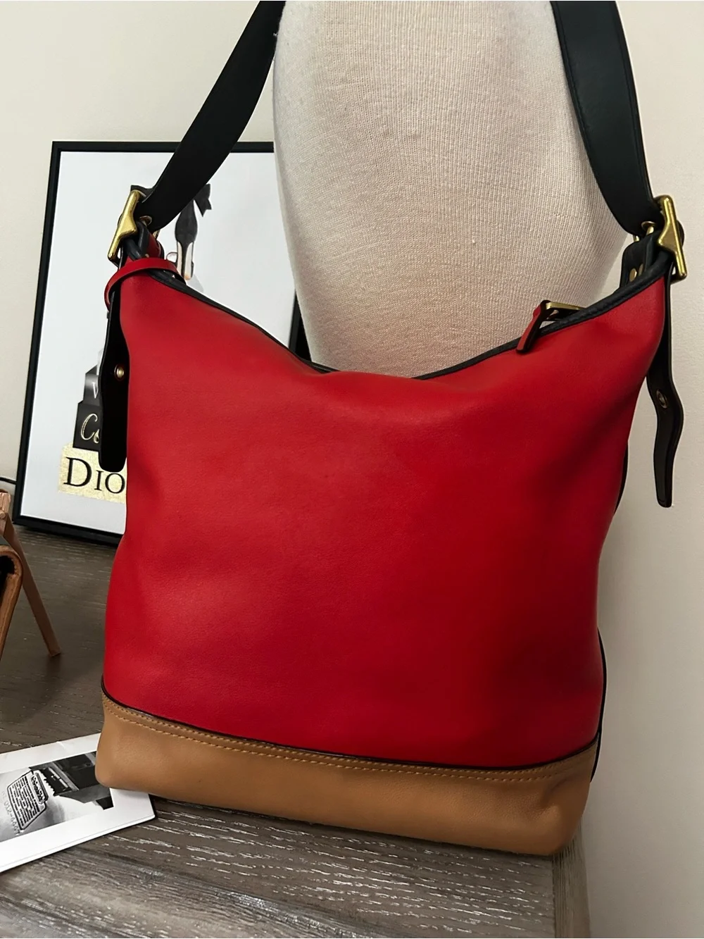 Coach Legacy Colorblock Leather Crossbody Bucket Bag, Matching Wallet, Vintage